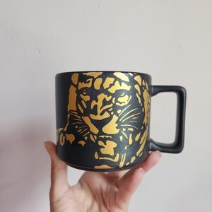 Starbucks Dark Navy Blue Mug with Gold Tiger Design